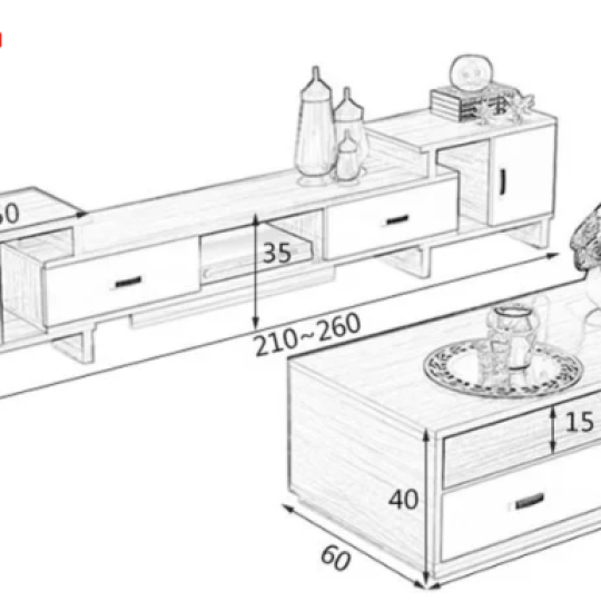 BỘ BÀN TRÀ, KỆ TIVI MODUL PHÒNG KHÁCH NHẬP KHẨU QN24