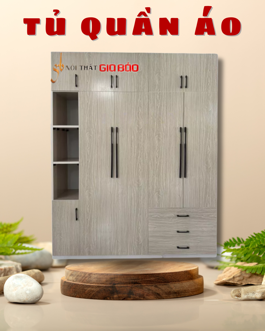 TỦ QUẦN ÁO PHÒNG NGỦ THIẾT KẾ SANG TRỌNG HIỆN ĐẠI GB-8300